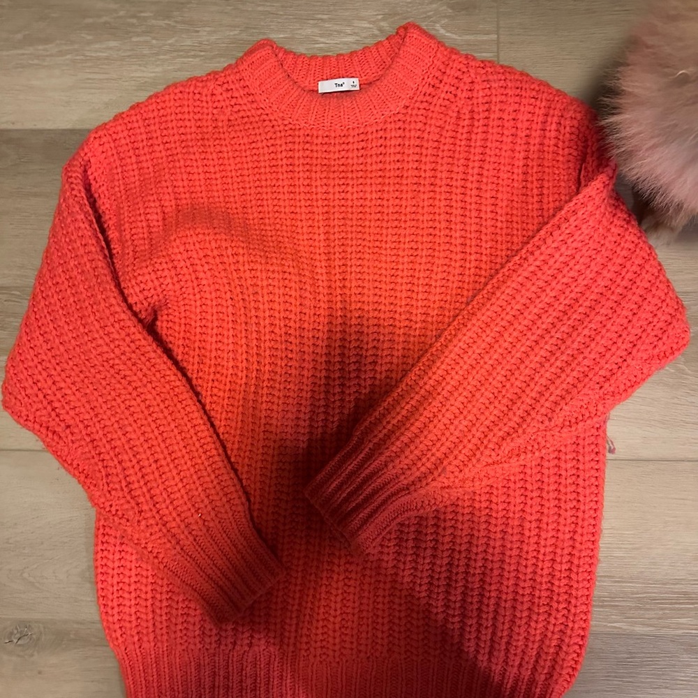 TNA Vibrant Red/Orange Crew Neck Sweater